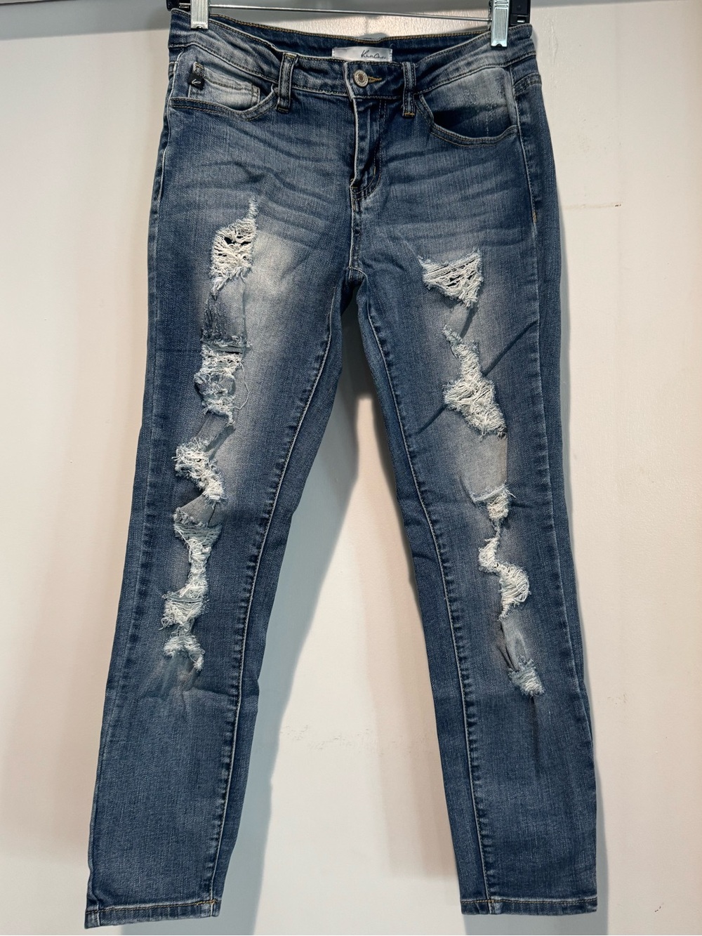 Kancan Jeans Women's 7/27 Blue Destressed grunge